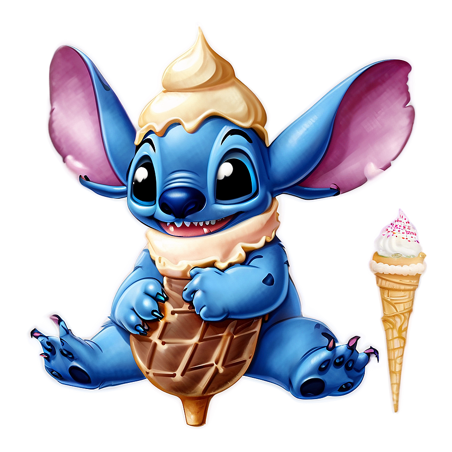 Stitch Eating Ice Cream Png Iwg PNG image