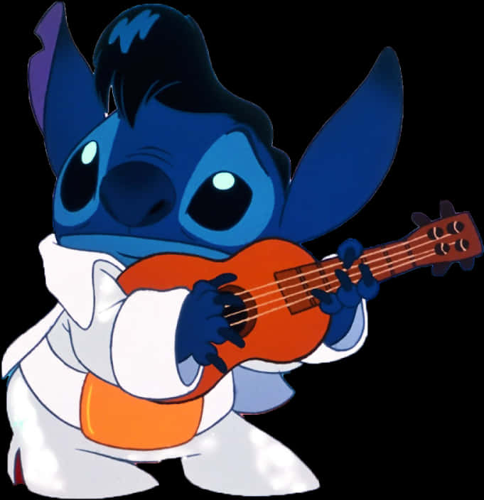 Stitch Playing Ukulele PNG image