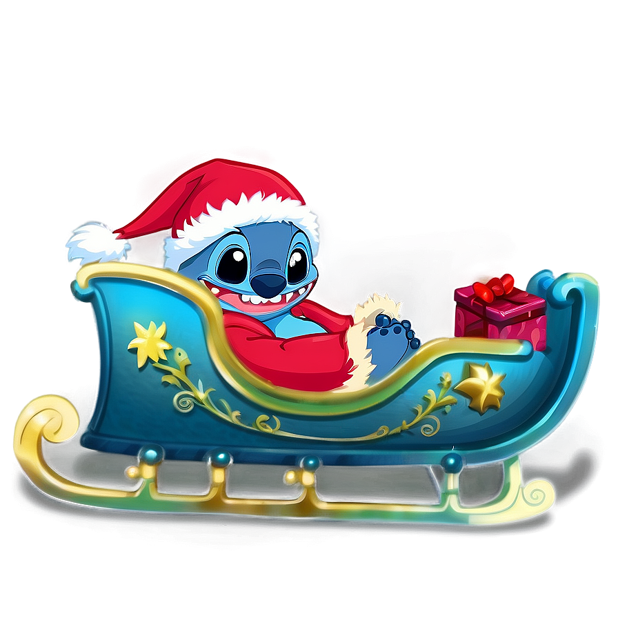 Stitch Riding Sleigh Png Kaq PNG image