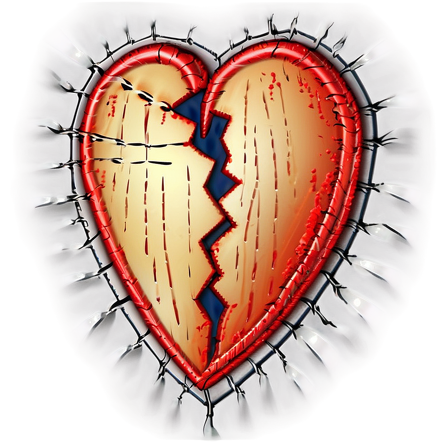 Stitched Broken Heart Png 05212024 PNG image