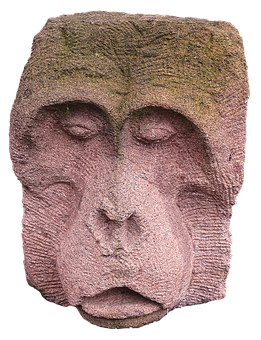 Stone Carved Monkey Face Sculpture PNG image