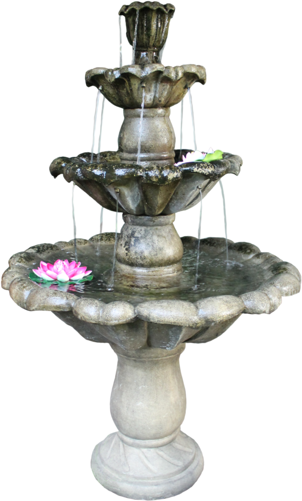 Stone Garden Fountainwith Lilies.png PNG image