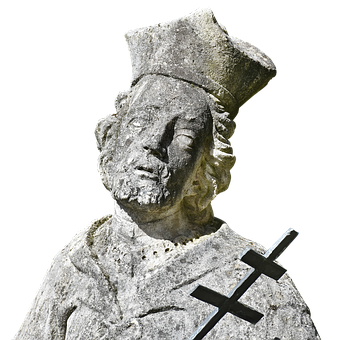 Stone Statueof Religious Figurewith Cross PNG image