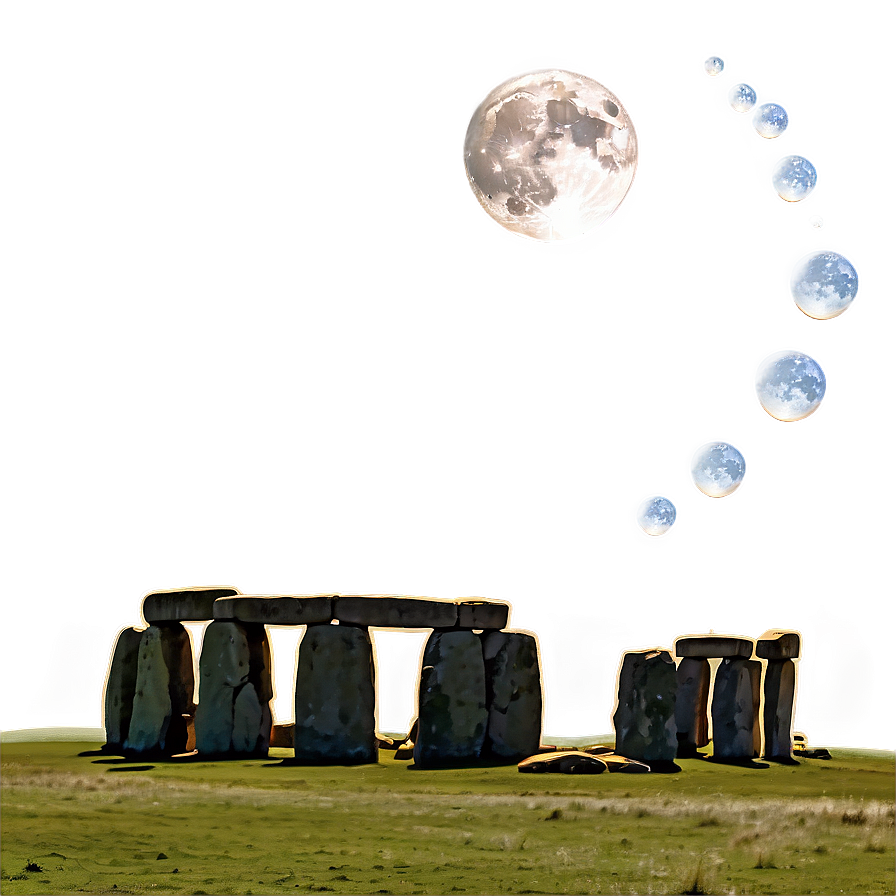 Stonehenge And The Harvest Moon Png Pip PNG image