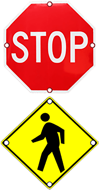 Stopand Pedestrian Crossing Signs PNG image