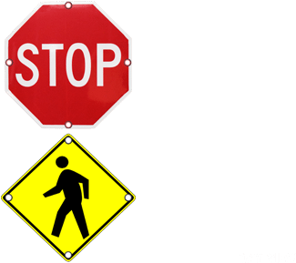 Stopand Pedestrian Crossing Signs PNG image