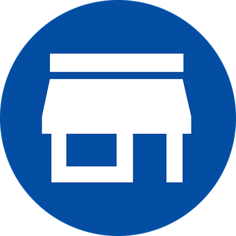 Storefront Icon Blue Circle Background PNG image