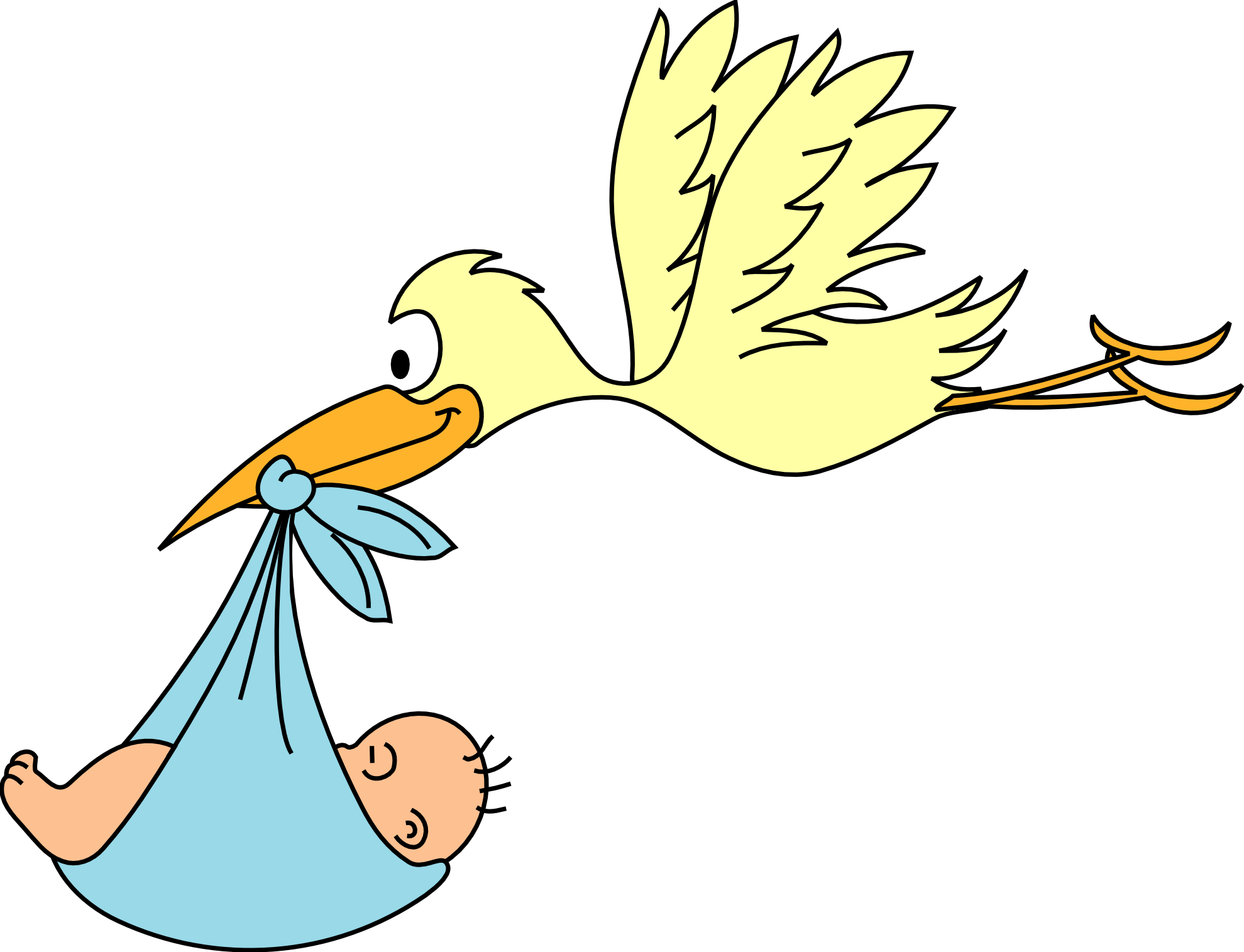 Stork Delivering Baby Cartoon PNG image