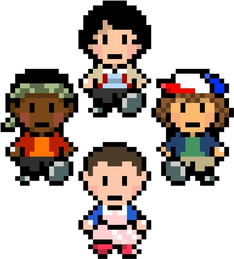 Stranger Things Pixel Characters PNG image