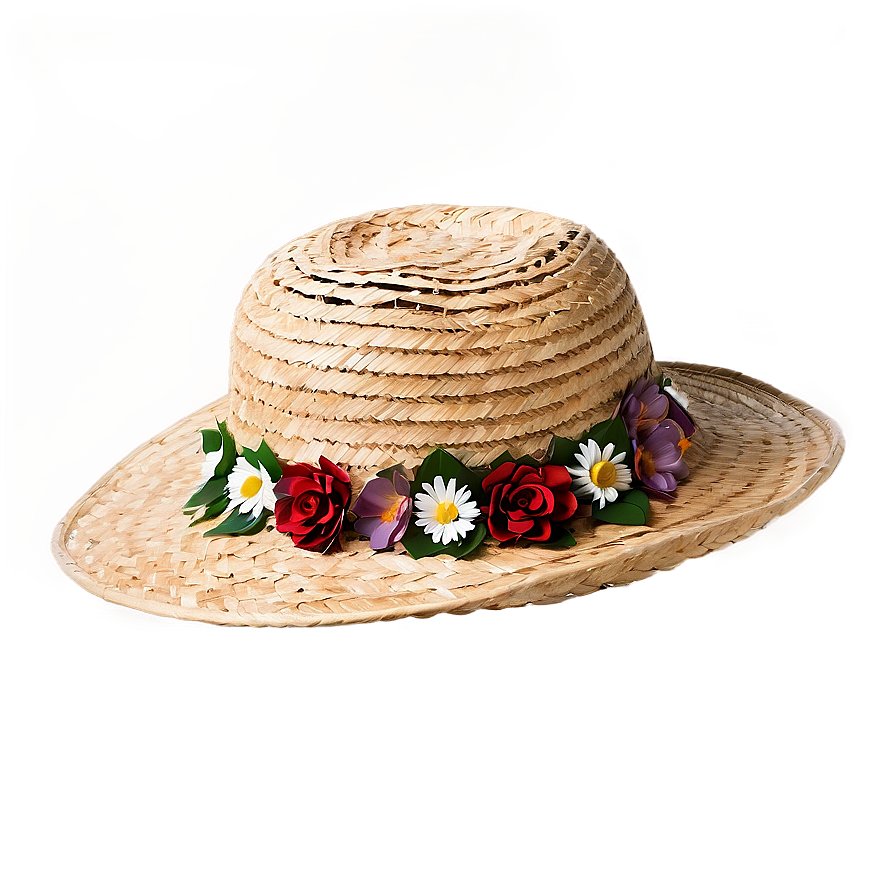 Straw Hat With Flowers Png Ltl91 PNG image