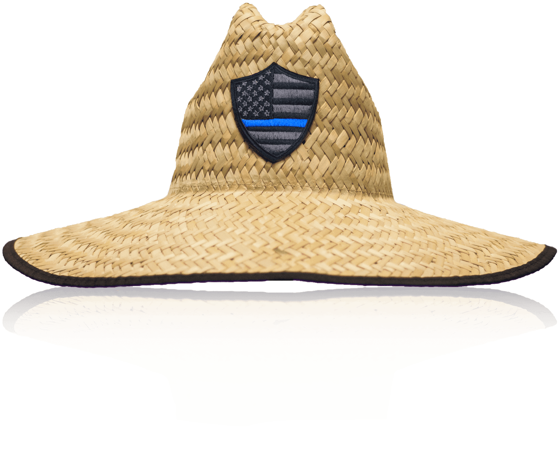 Straw Hatwith American Shield Patch PNG image