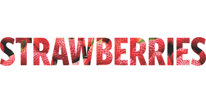 Strawberries Text Filled Image PNG image