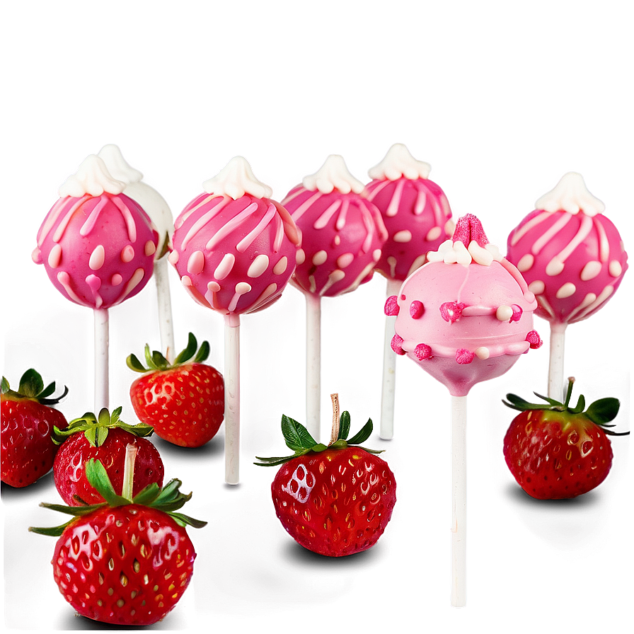 Strawberry Cake Pops Png Vst PNG image