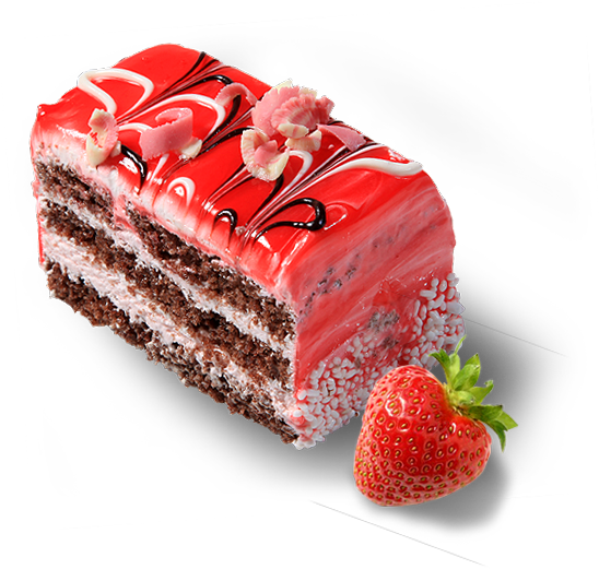 Strawberry Chocolate Layer Cake Slice PNG image