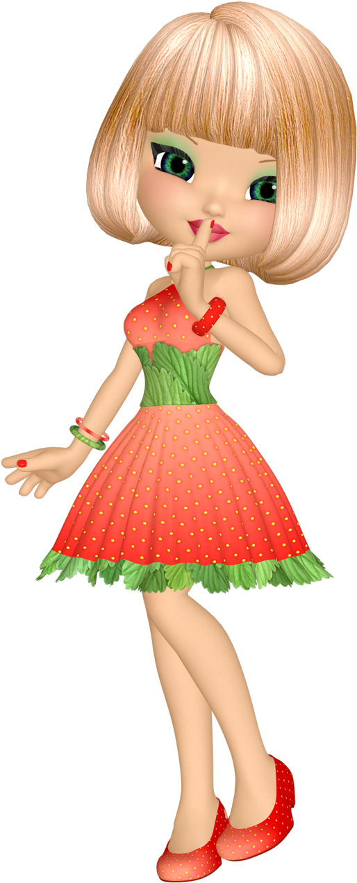 Strawberry Dress Cartoon Girl PNG image