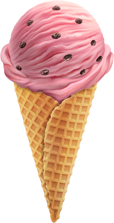 Strawberry Ice Cream Cone PNG image