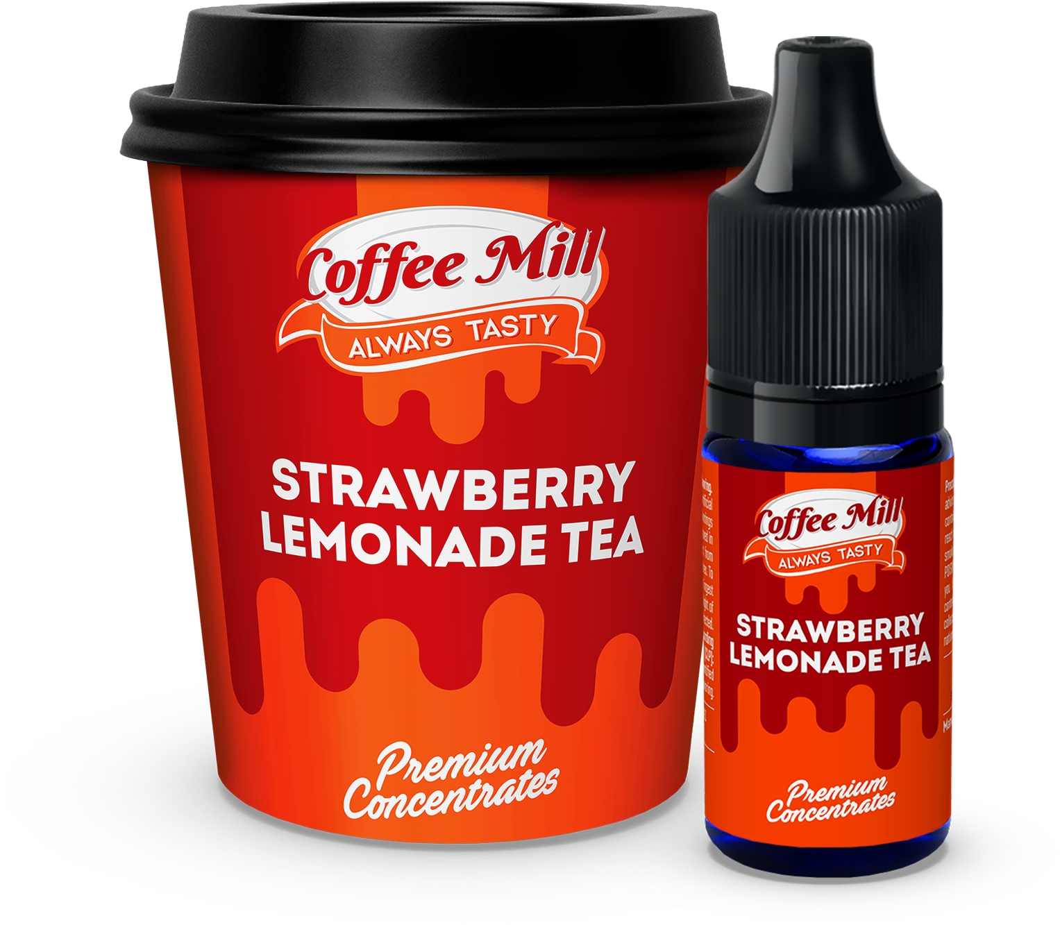 Strawberry Lemonade Tea Concentrate Packaging PNG image