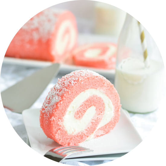 Strawberry Swirl Roll Cake PNG image