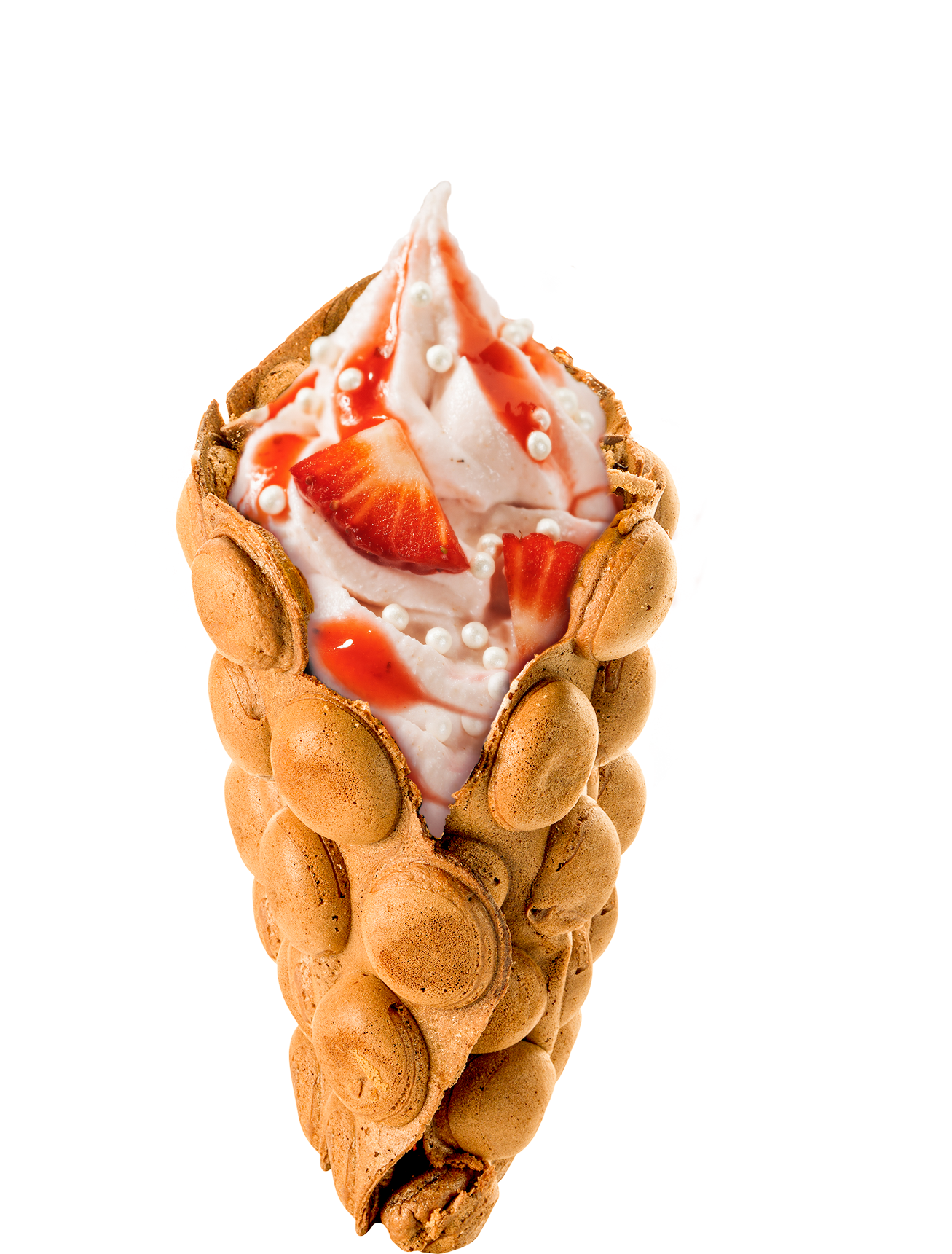 Strawberry Waffle Cone Ice Cream PNG image