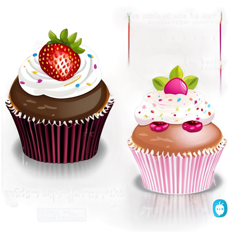 Strawberry With Cupcake Cute Png Qyx55 PNG image