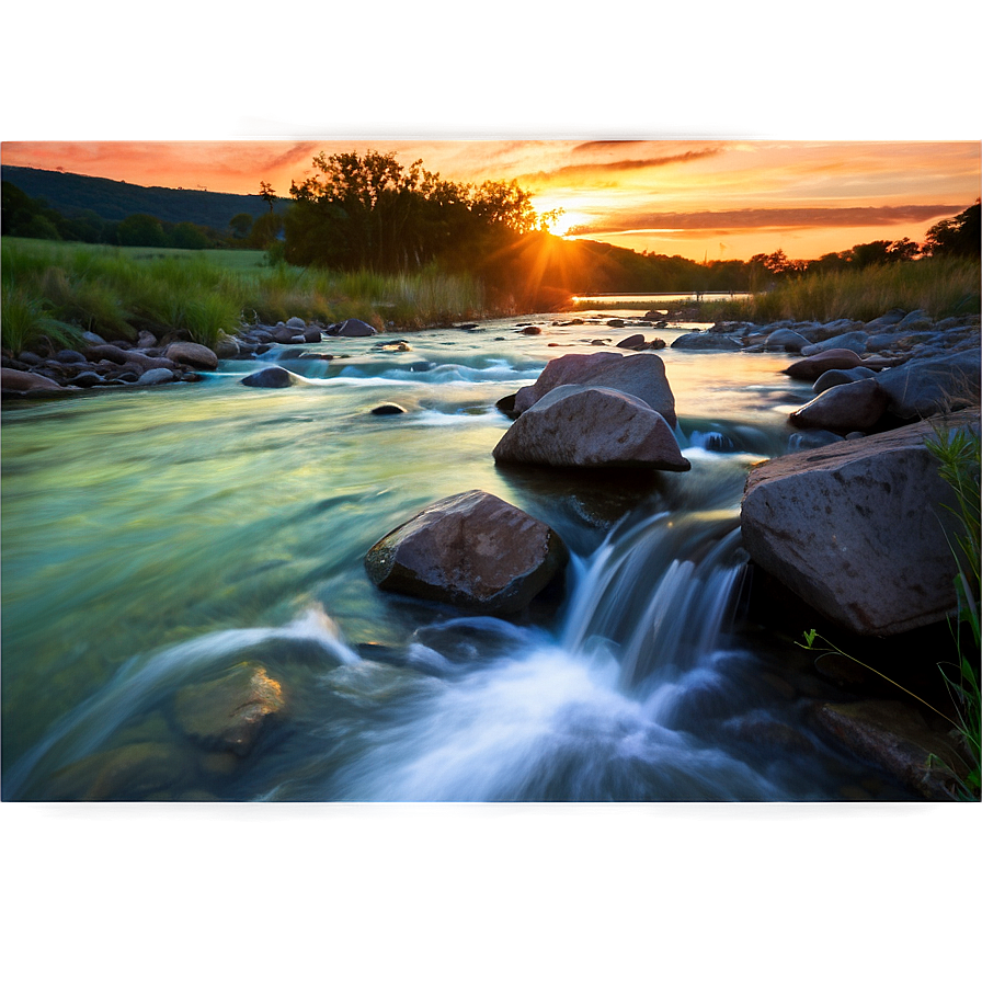 Stream At Sunset Png 06262024 PNG image