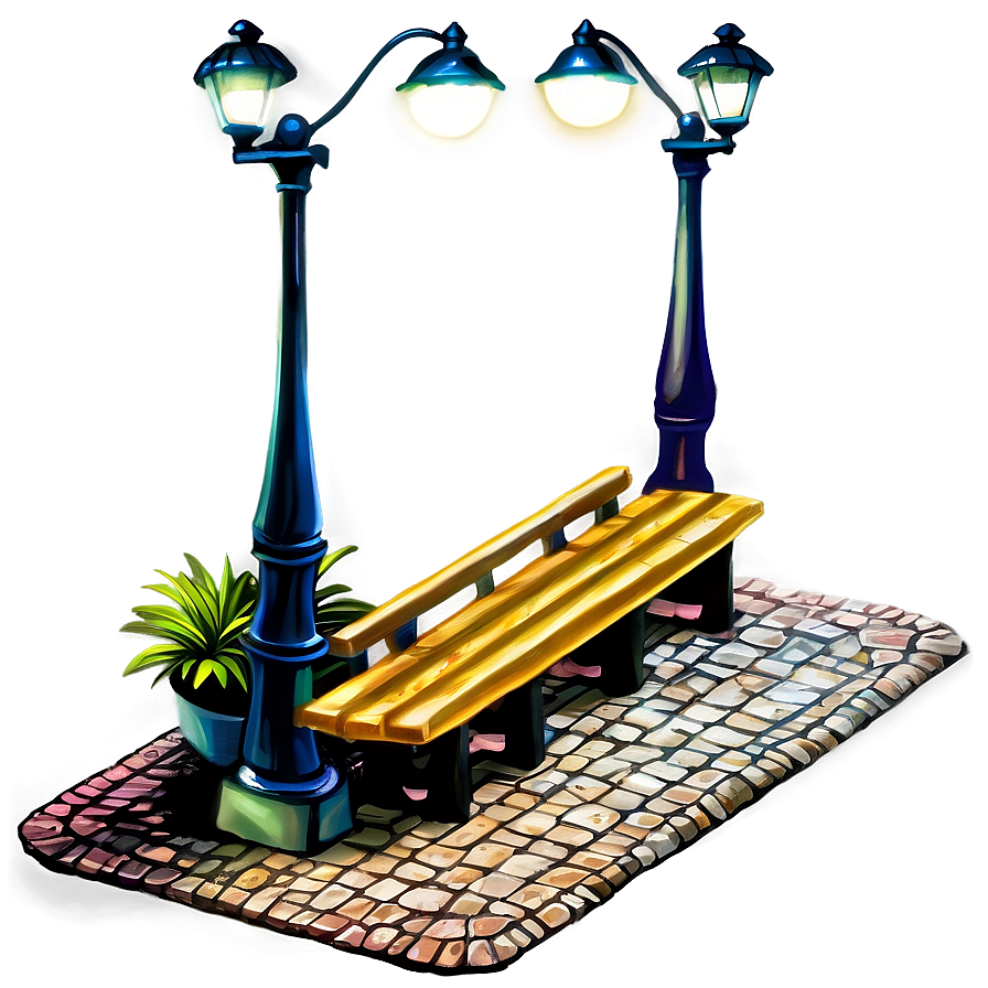 Street Light With Bench Png 05252024 PNG image