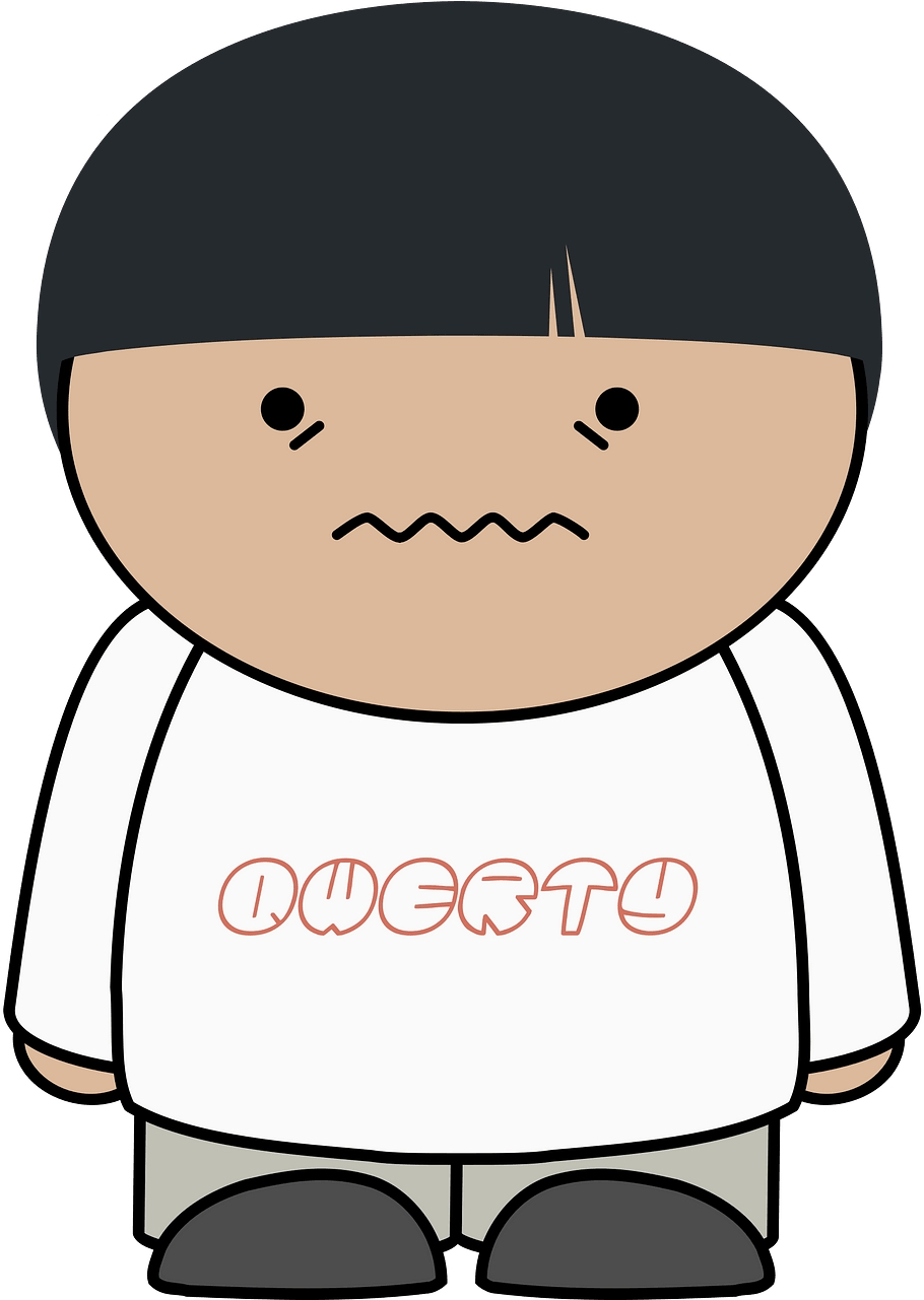 Stressed Cartoon Character Q W E R T Y Shirt PNG image