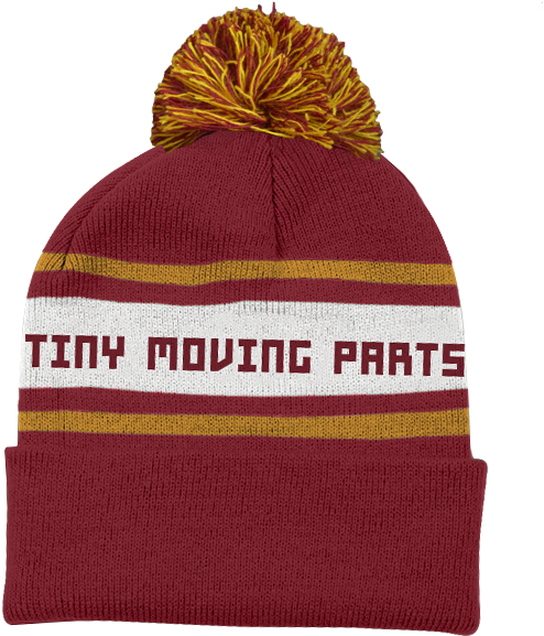 Striped Beaniewith Pomand Text PNG image