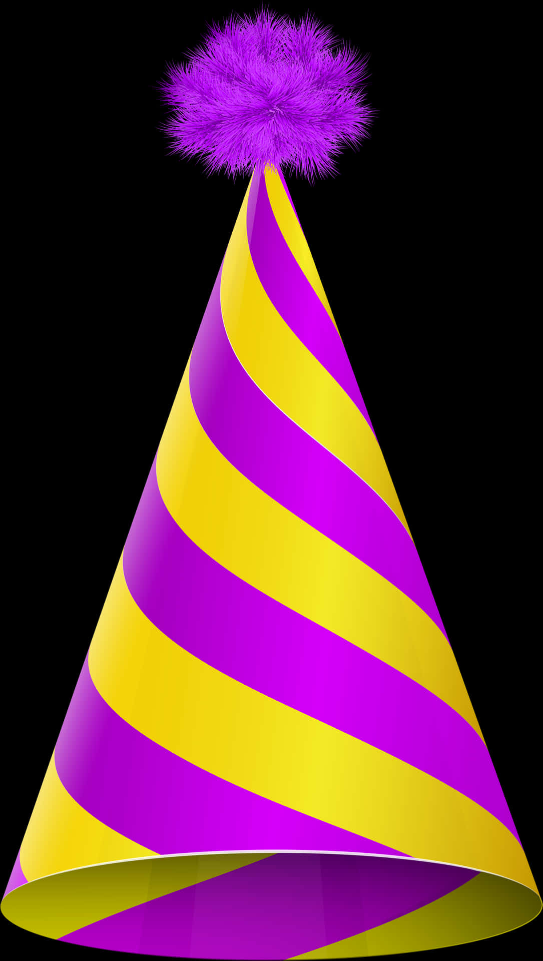 Striped Birthday Hatwith Pom Pom PNG image