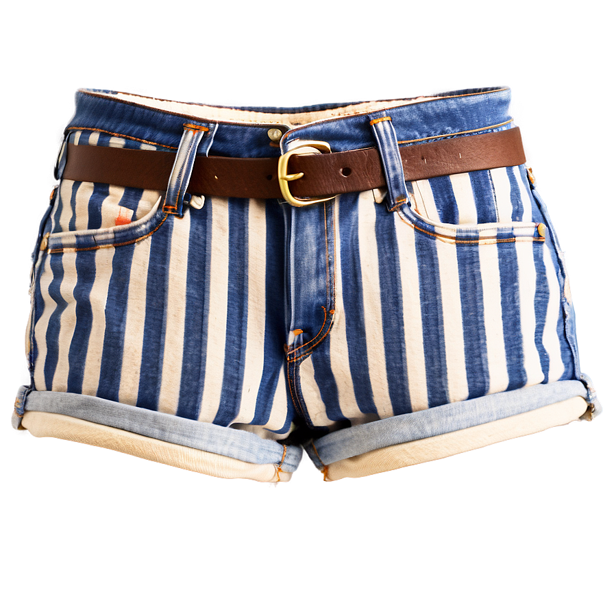 Striped Denim Jorts Png 74 PNG image