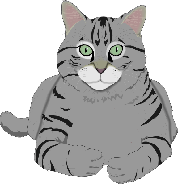 Striped Gray Cat Illustration PNG image