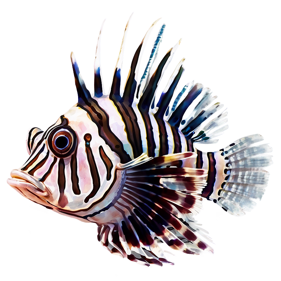 Striped Lionfish Artwork Png Mlt66 PNG image