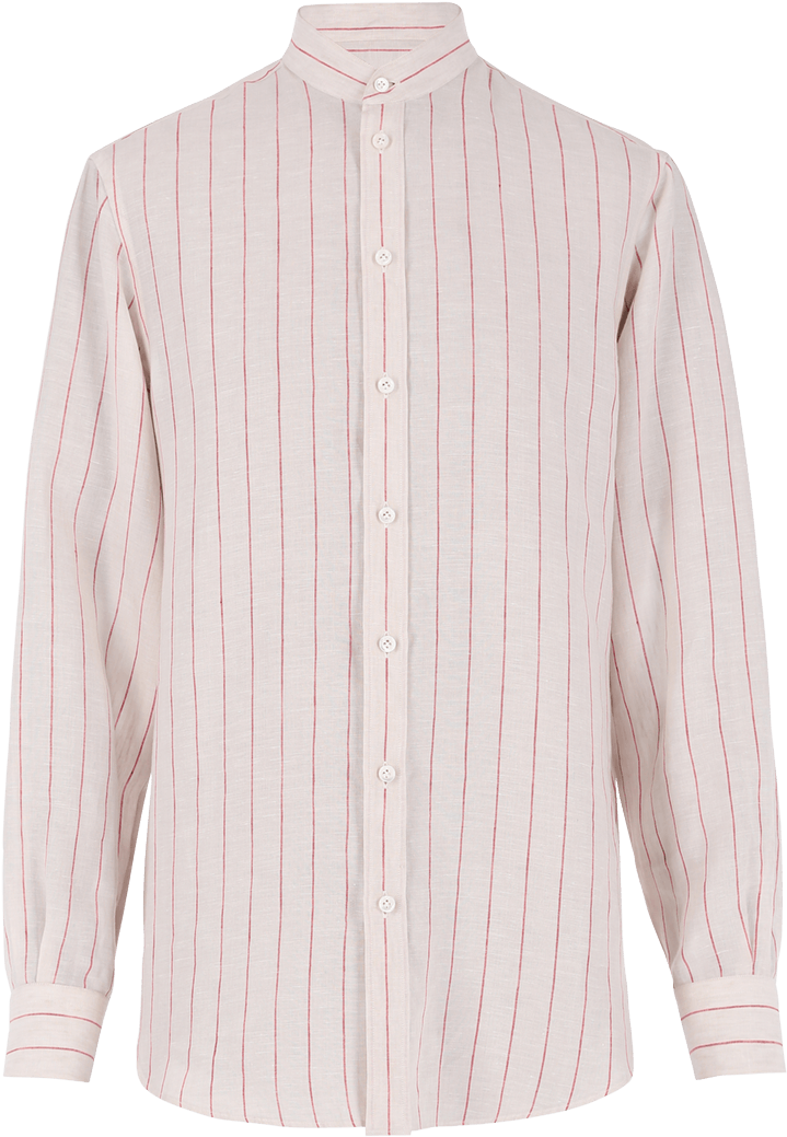 Striped Mandarin Collar Shirt PNG image
