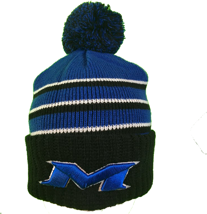 Striped Pom Beaniewith Logo PNG image