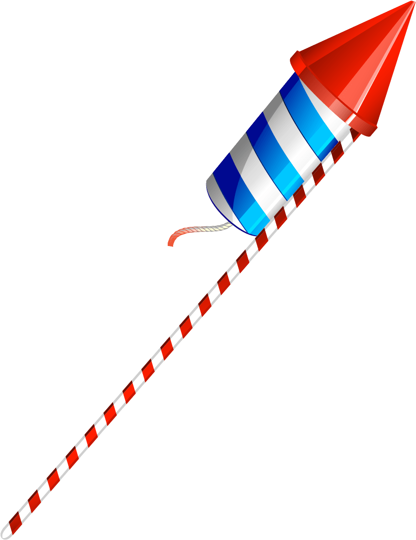 Striped Rocket Firework Graphic PNG image