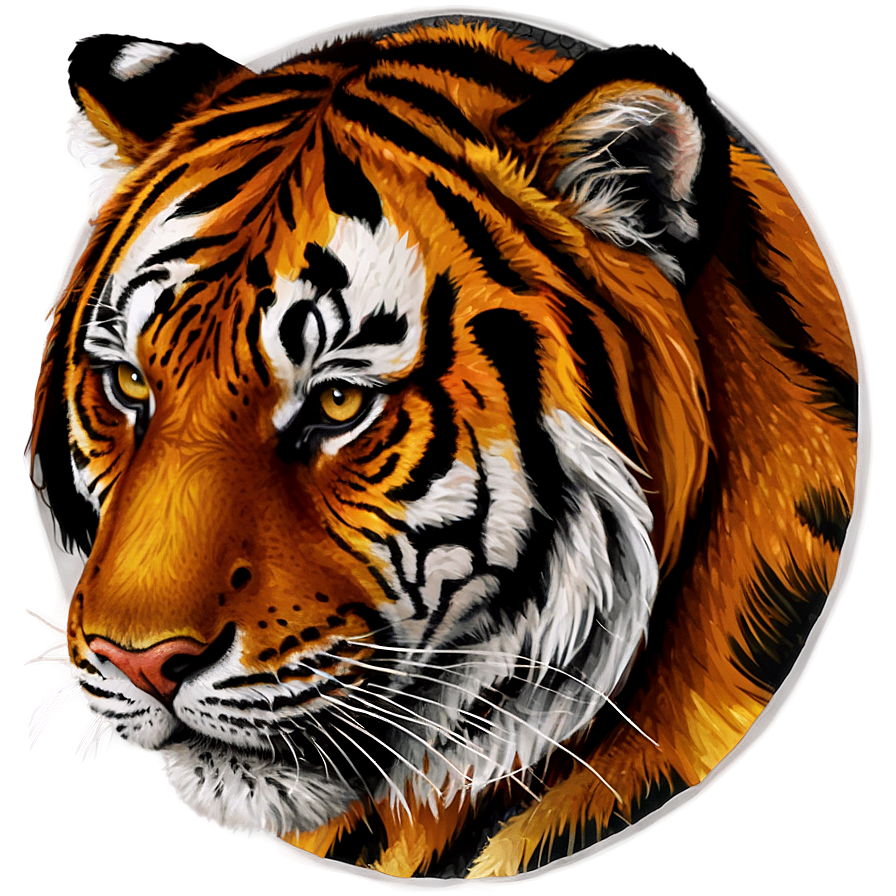 Striped Tiger Head Illustration Png Cuf39 PNG image