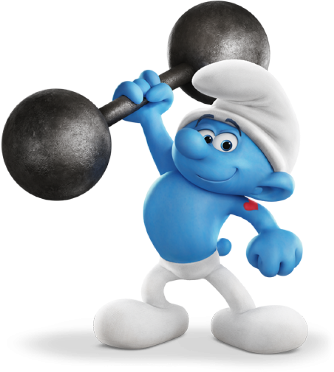 Strong Smurf Lifting Weights PNG image