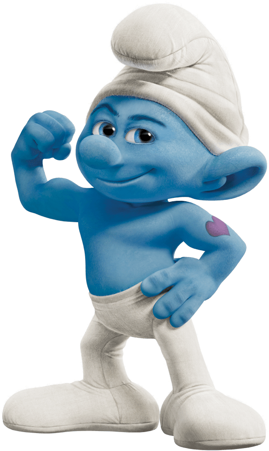Strong Smurf Showing Muscles PNG image