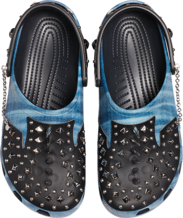 Studded Blue Denim Crocs PNG image