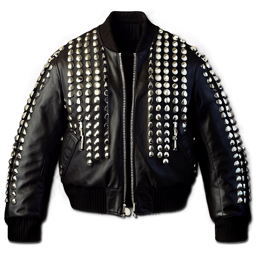 Studded Leather Bomber Png 06282024 PNG image