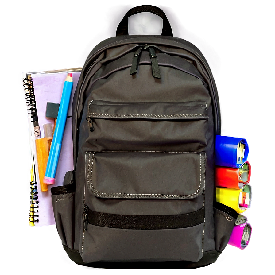 Student Backpack And Supplies Png 05232024 PNG image