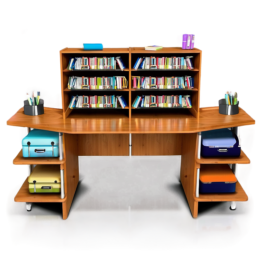 Student Desk With Bookshelf Png 27 PNG image