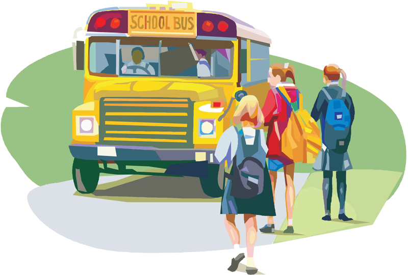 Students Boarding School Bus PNG image