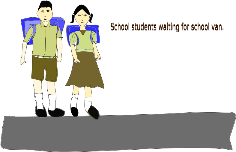 Students Waiting For School Van PNG image