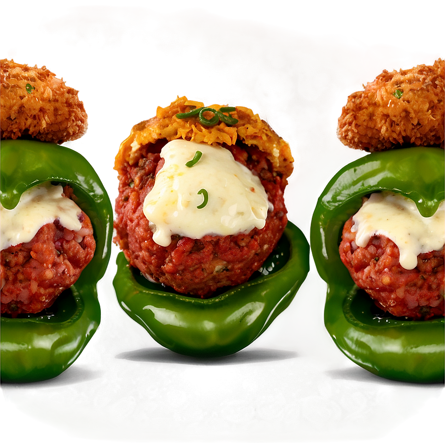 Stuffed Meatballsin Green Peppers PNG image