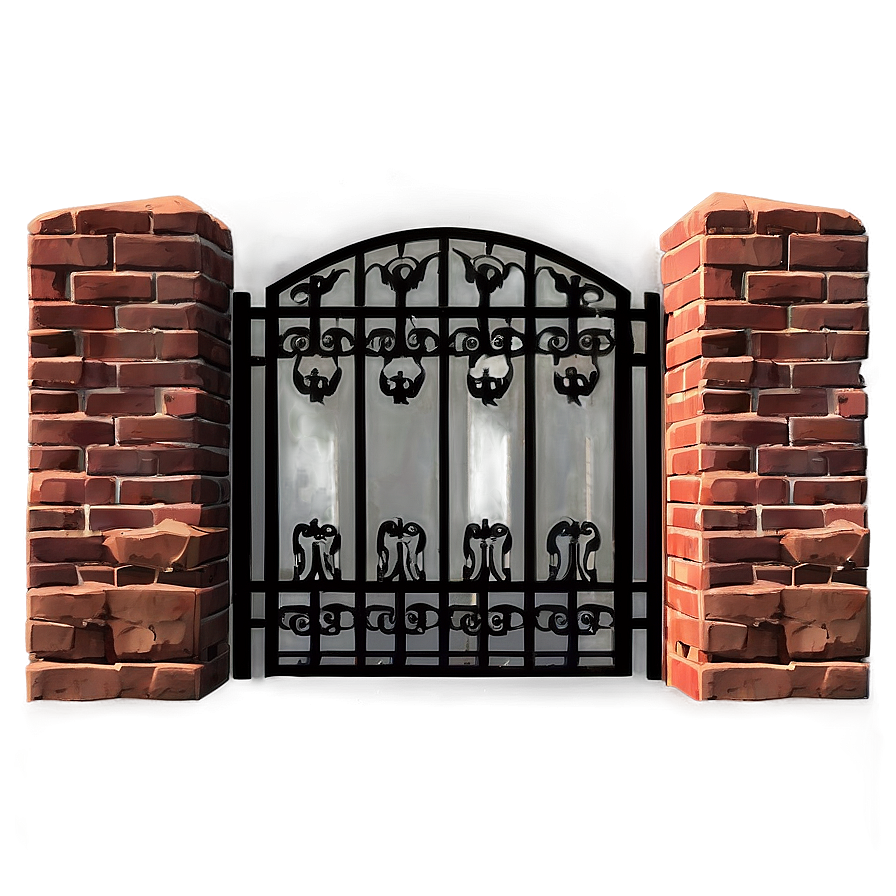 Sturdy Brick And Iron Gate Png 19 PNG image