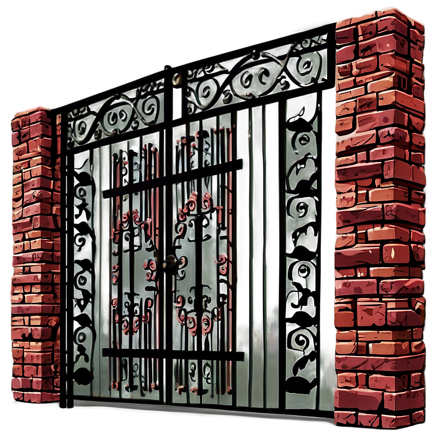 Sturdy Brick And Iron Gate Png Fgq PNG image