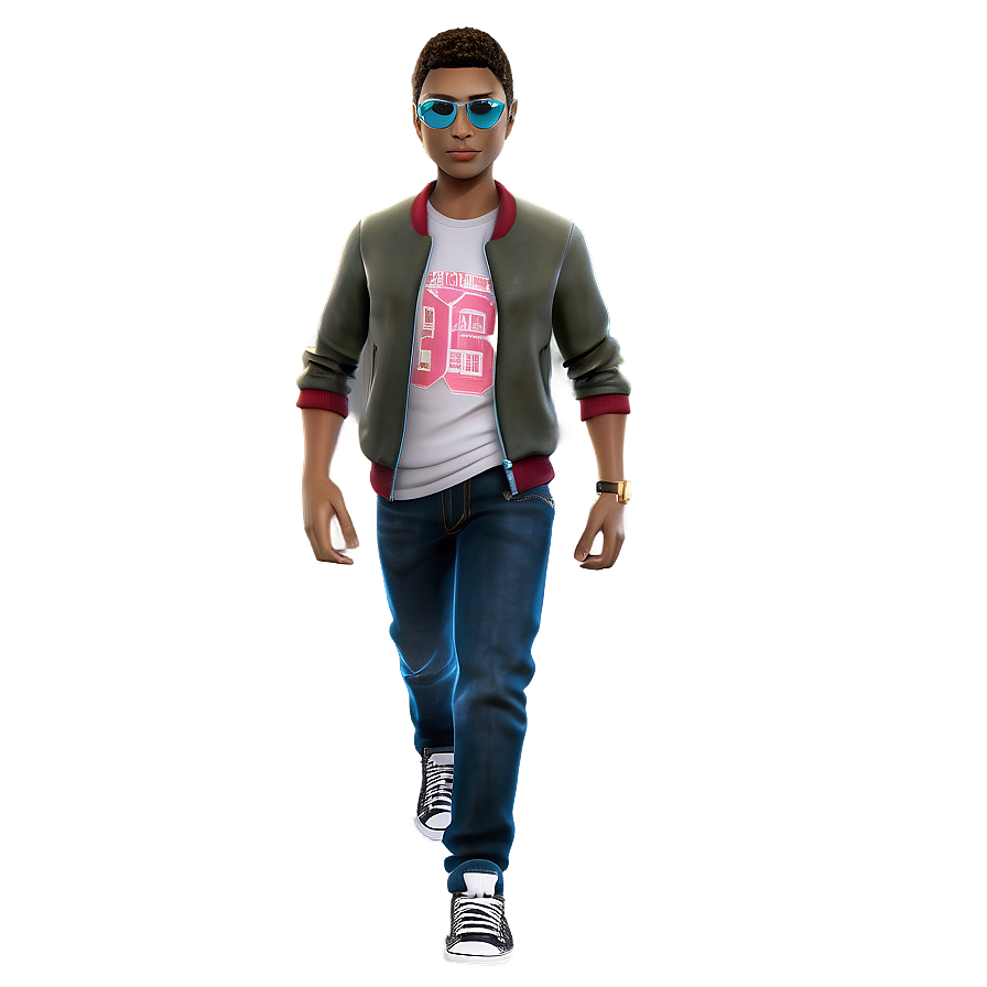 Stylish Animated Character Walking PNG image