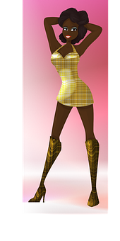 Stylish_ Animated_ Fashion_ Model PNG image