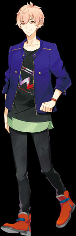 Stylish Anime Boyin Casual Outfit PNG image